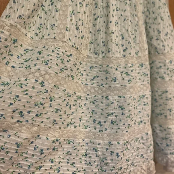 LoveShackFancy Floral Lace A-Line Skirt with Pockets, Medium